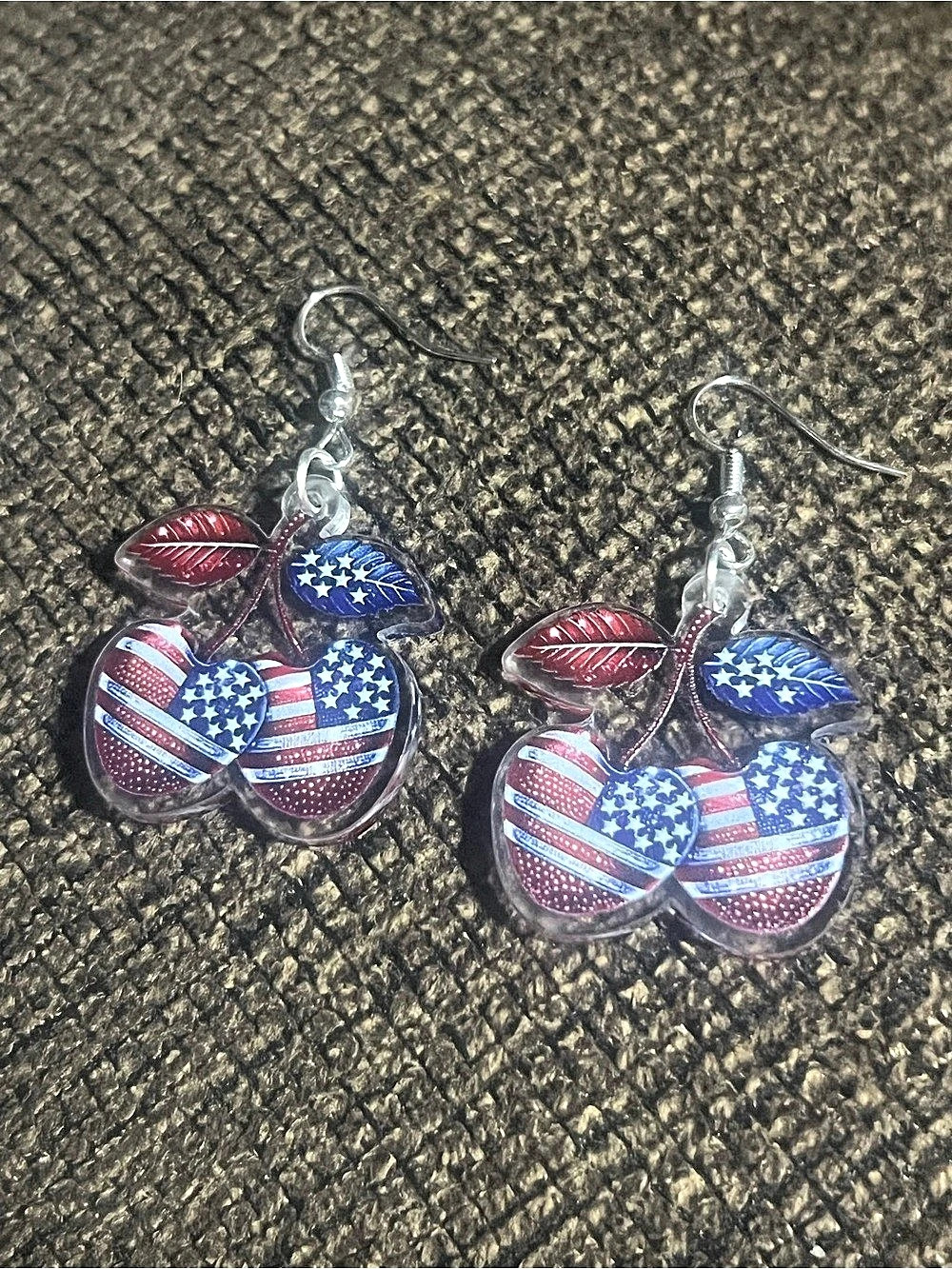 Patriotic Cherry Earrings in Red & Blue E233